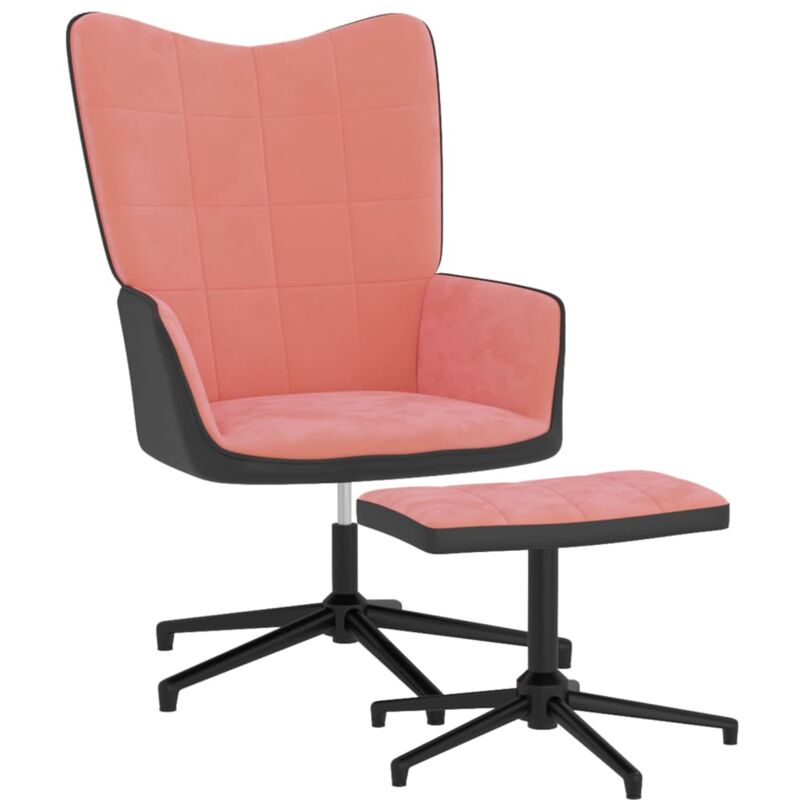 

Silla de relajación con reposapiés terciopelo y PVC rosa - Rosa - Vidaxl