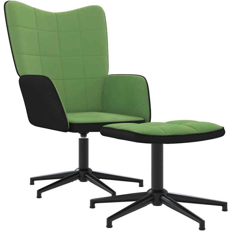 

Silla de relajación con reposapiés terciopelo y PVC verde claro - Verde - Vidaxl