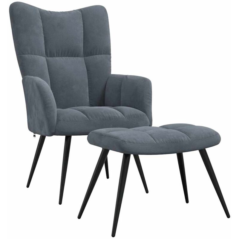 

Silla de relajación con taburete terciopelo gris oscuro - Gris - Vidaxl