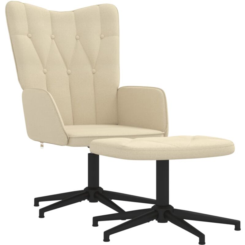 

Silla de relajación de tela con reposapiés crema - Crema - Vidaxl
