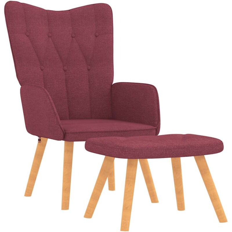

Silla de relajación con taburete tela 62x68,5x96 cm rojo tinto - Rojo - Vidaxl