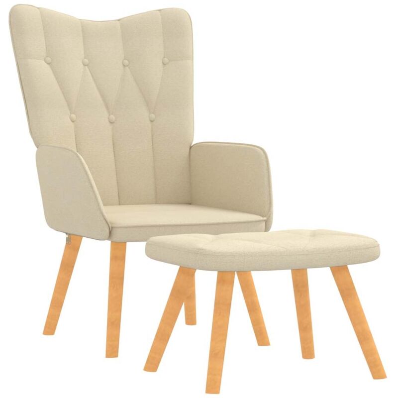 

Vidaxl - Silla de relajación con taburete tela 62x68,5x96 cm crema - Crema