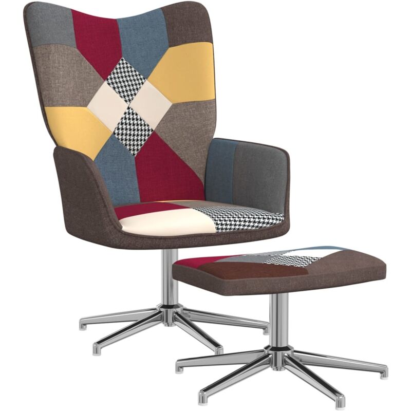 

vidaXL Silla de relajación de tela patchwork con reposapiés - Multicolor