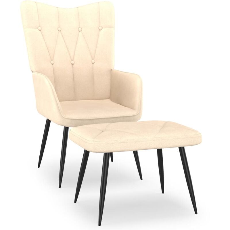 

Silla de relajación con taburete tela 62x68,5x96 cm crema - Crema - Vidaxl