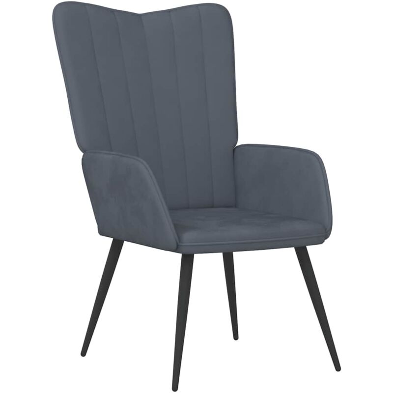 

Silla de relajación de terciopelo gris oscuro - Gris - Vidaxl