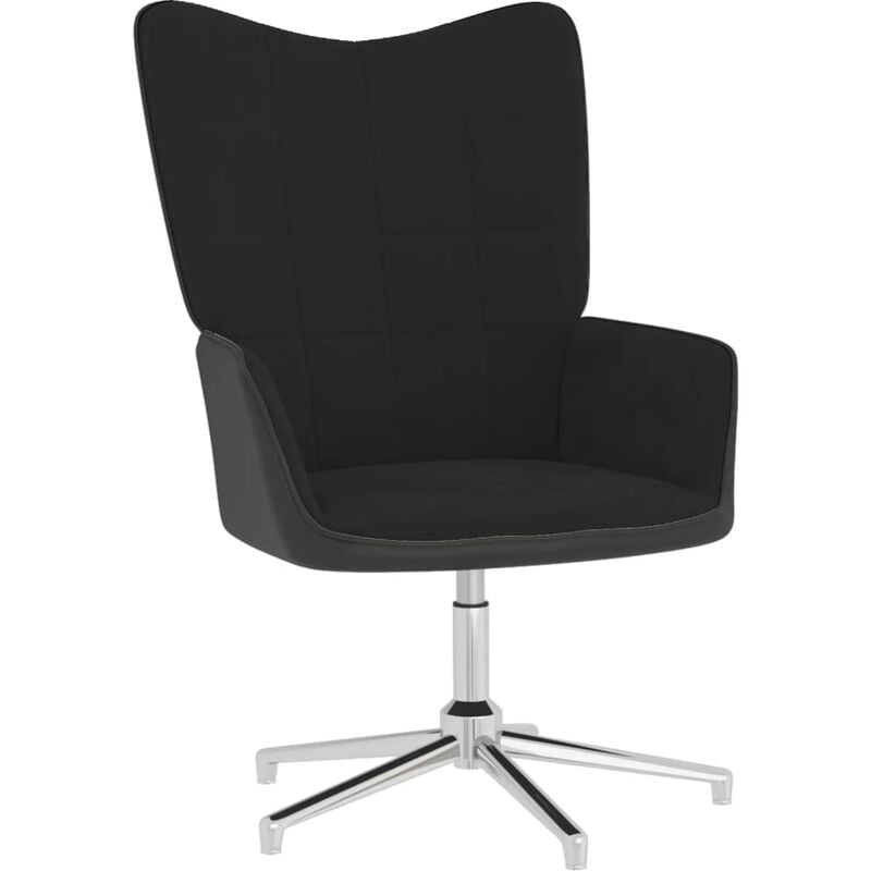 

Silla de relajación de terciopelo negro y PVC - Negro - Vidaxl