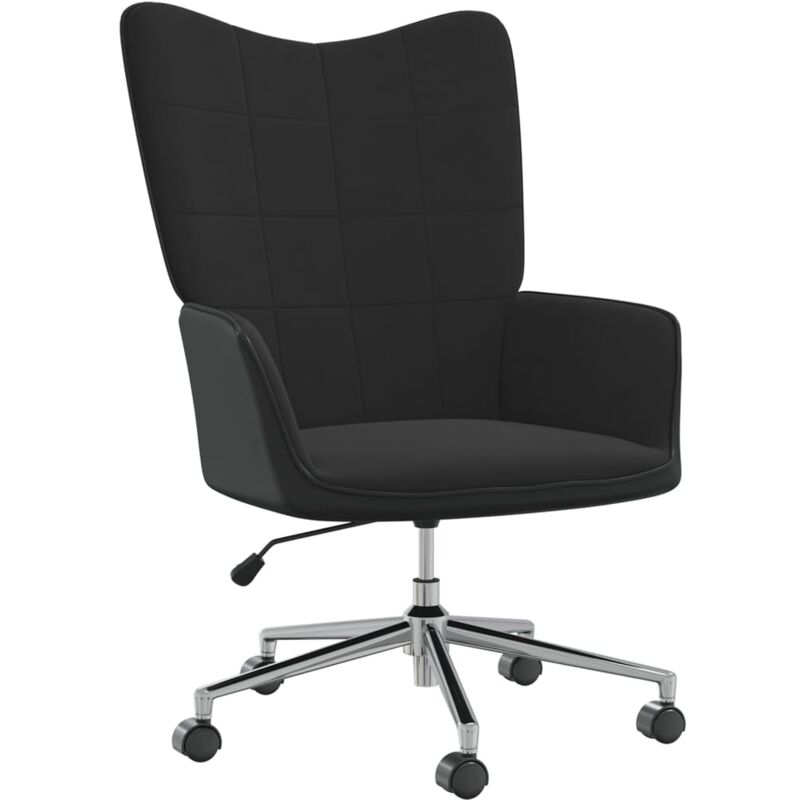 

Silla de relajación de terciopelo negro y PVC - Negro - Vidaxl