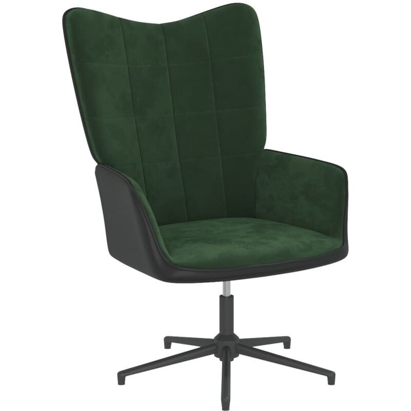 

Silla de relajación terciopelo y PVC verde oscuro - Verde - Vidaxl