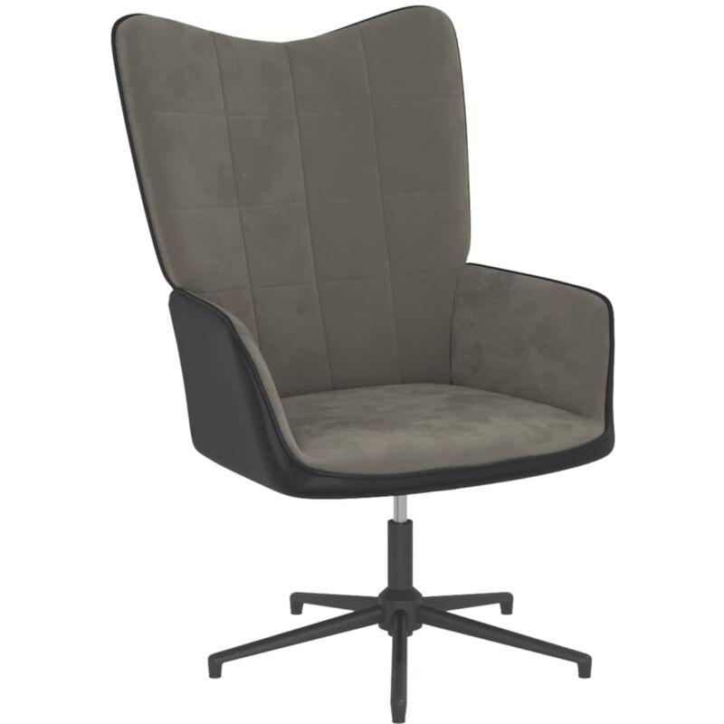 

Silla de relajación terciopelo y PVC gris oscuro - Gris - Vidaxl