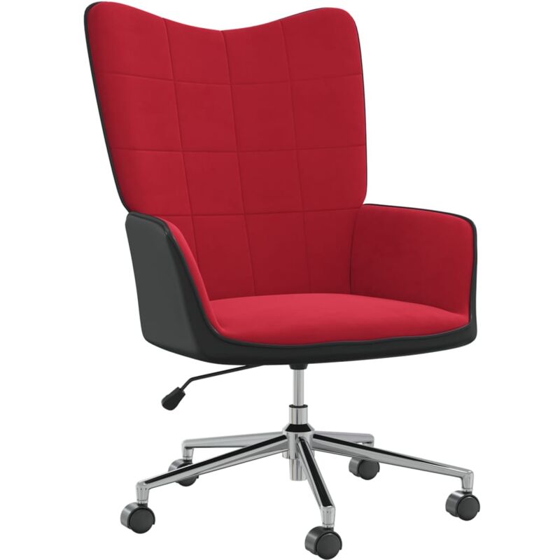

Silla de relajación de terciopelo y PVC rojo vino tinto - Rojo - Vidaxl