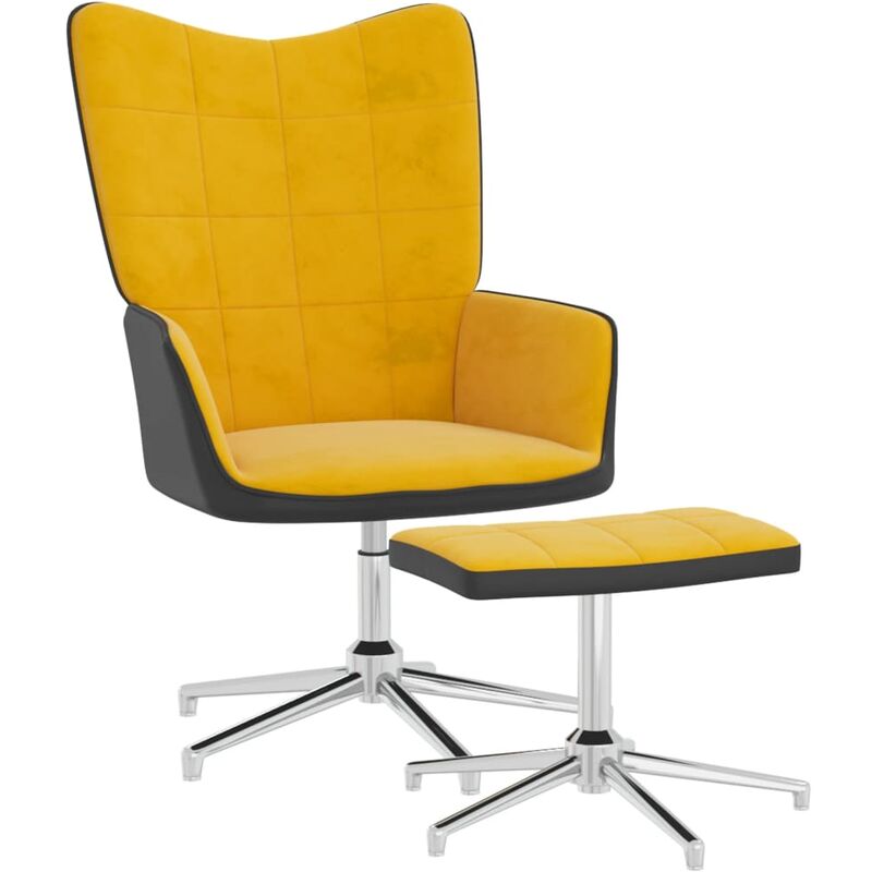 

Silla de relajación reposapiés terciopelo PVC amarillo mostaza - Amarillo - Vidaxl