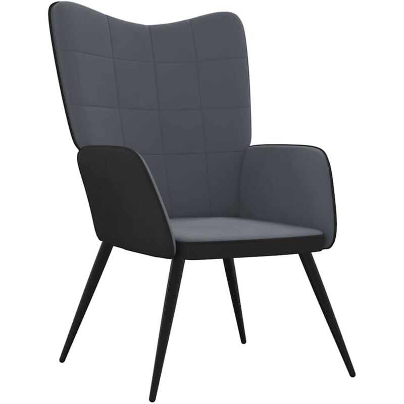 

Vidaxl - Silla de relajación terciopelo y PVC gris oscuro - Gris