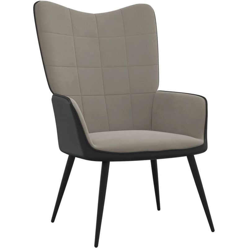 

Vidaxl - Silla de relajación terciopelo y PVC gris claro - Gris