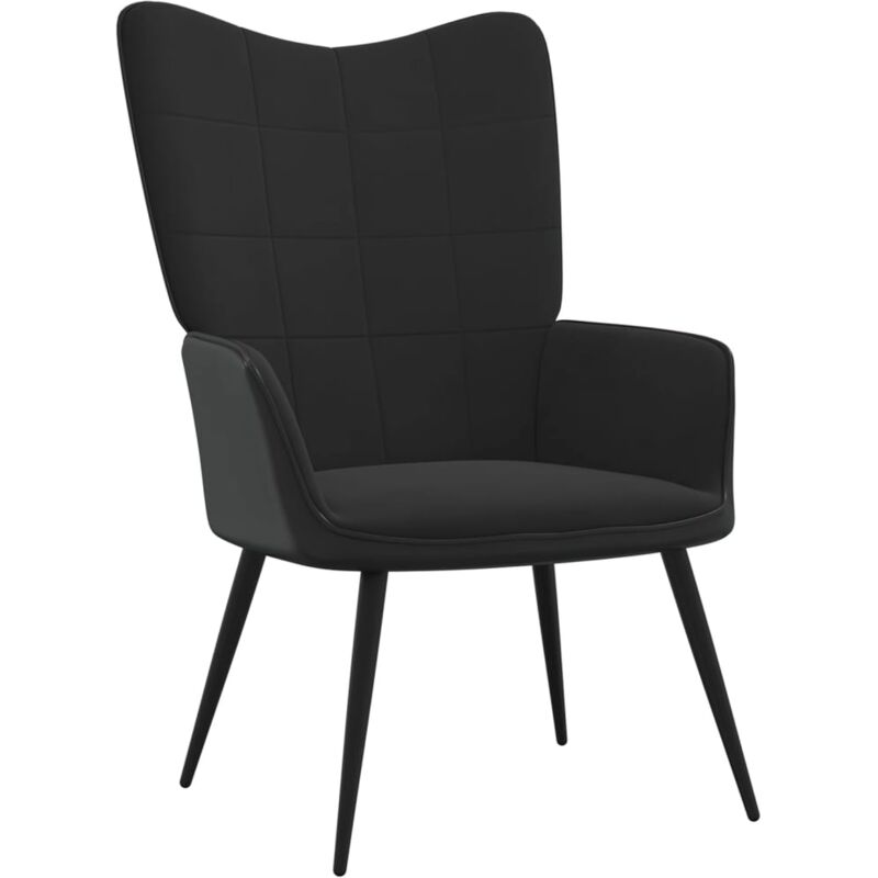 

Silla de relajación terciopelo y PVC negro - Negro - Vidaxl