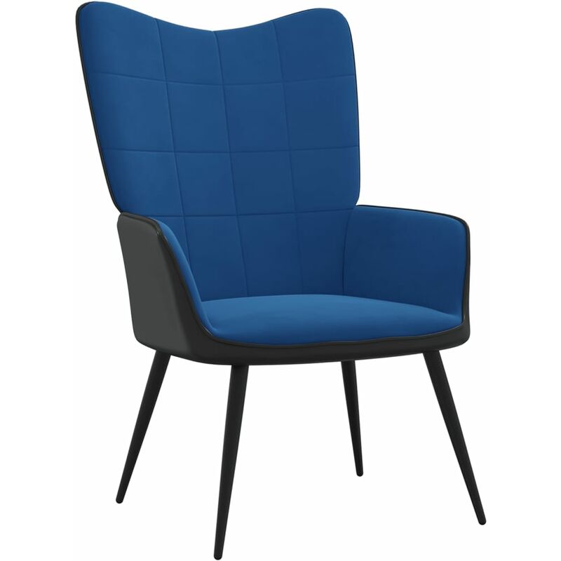 

vidaXL Silla de relajación terciopelo y PVC azul - Azul