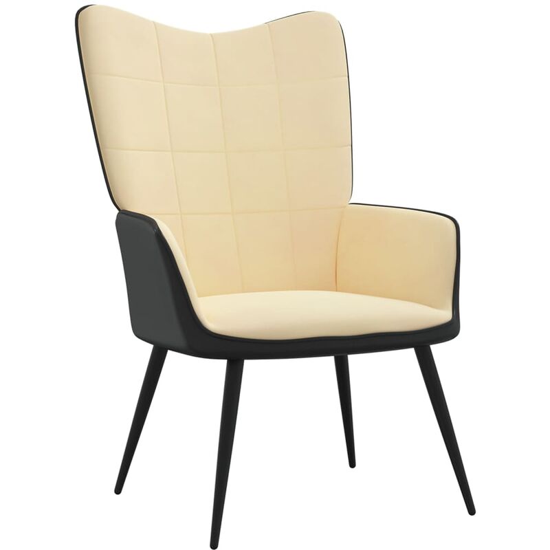 

Silla de relajación terciopelo y PVC blanco crema - Crema - Vidaxl