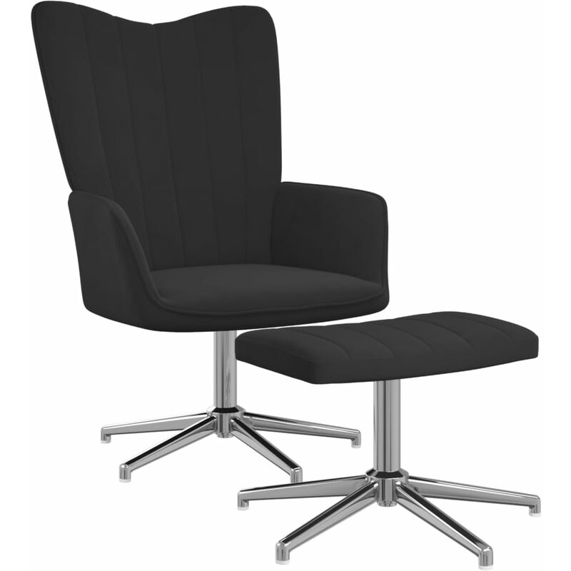 

Silla de relajación con reposapiés terciopelo negro - Negro - Vidaxl