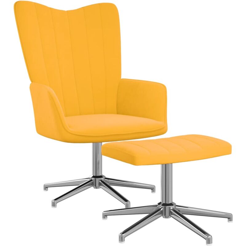

Silla de relajación con reposapiés terciopelo amarillo mostaza - Amarillo - Vidaxl