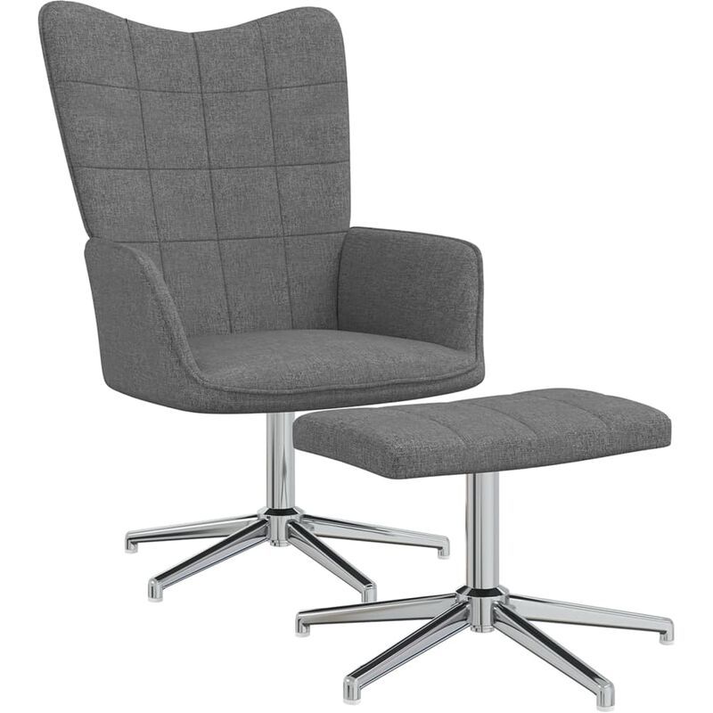 

Silla de relajación con reposapiés tela gris oscuro - Gris - Vidaxl