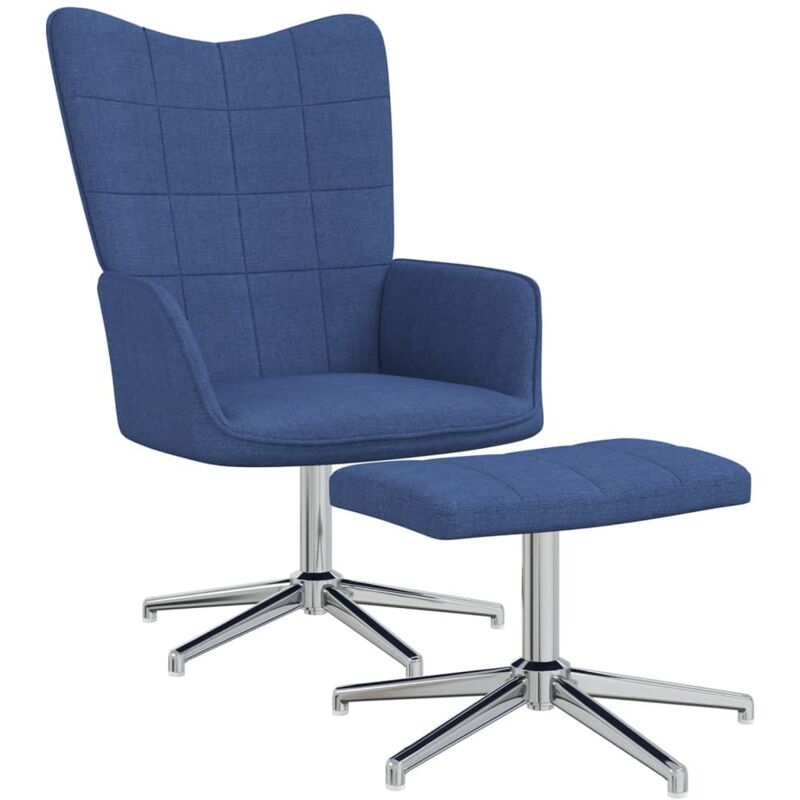 

Silla de relajación con reposapiés tela azul - Azul - Vidaxl