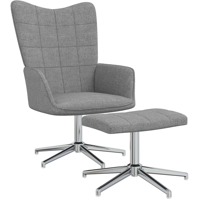 

Silla de relajación con reposapiés tela gris claro - Gris - Vidaxl