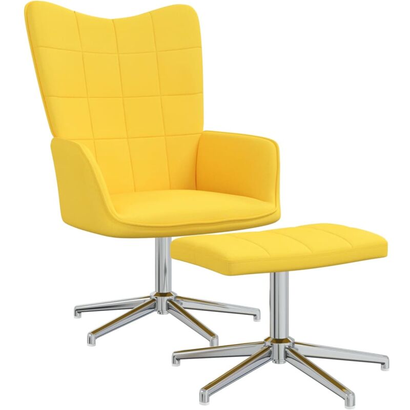 

Silla de relajación con reposapiés tela amarillo mostaza - Amarillo - Vidaxl