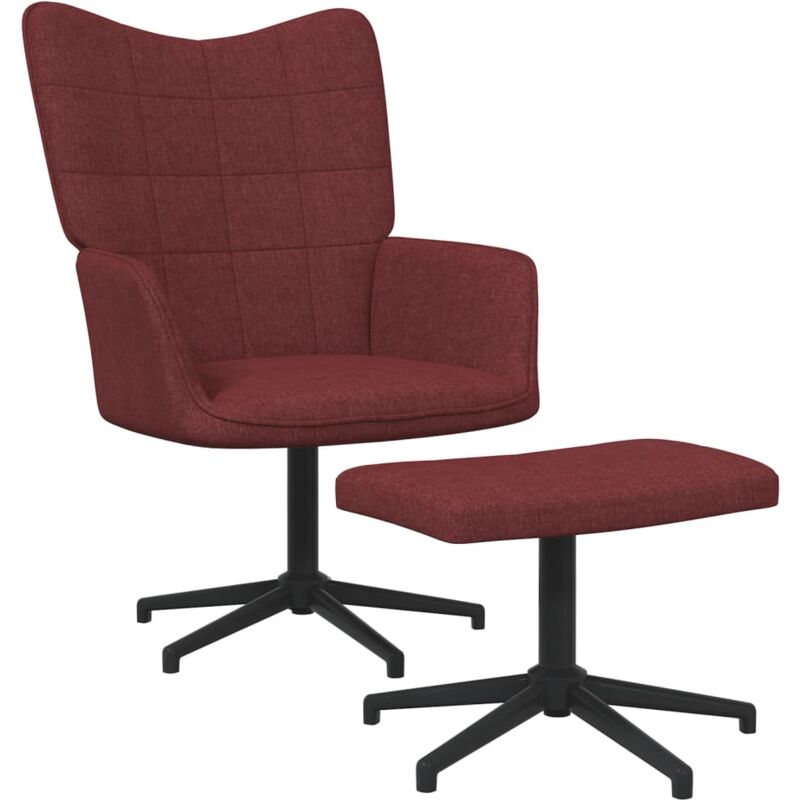 

Silla de relajación de tela reposapiés rojo tinto - Rojo - Vidaxl