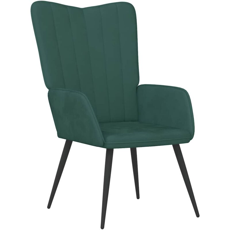

Silla de relajación de terciopelo verde oscuro - Verde - Vidaxl