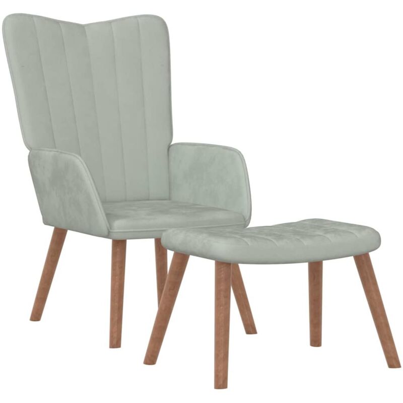 

Silla de relajación de terciopelo gris claro - Gris - Vidaxl