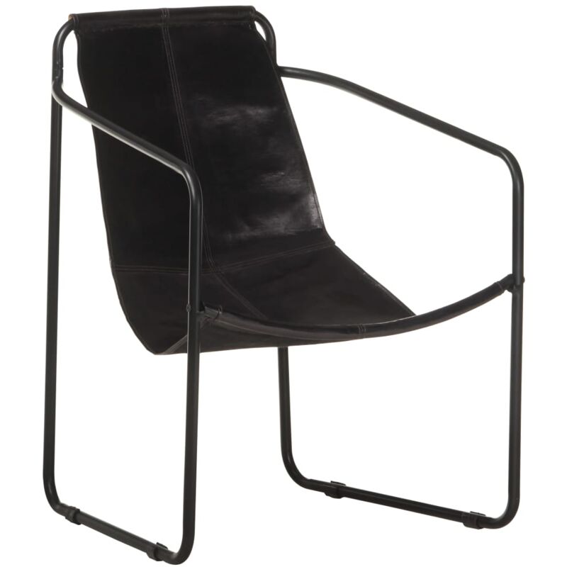 

Silla de relax de cuero auténtico negro - Negro - Vidaxl