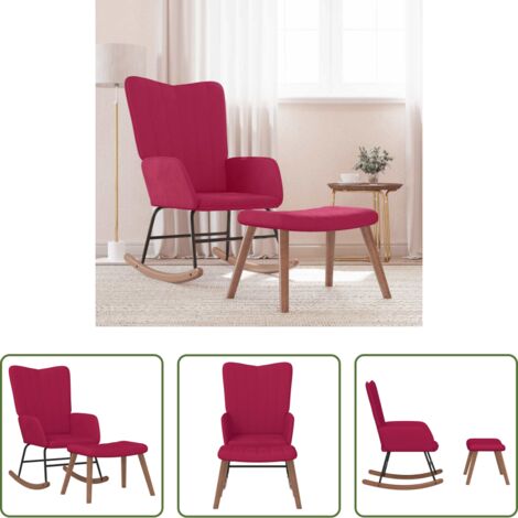 vidaXL Silla de relax -  Silla mecedora con reposapiés terciopelo rojo tinto