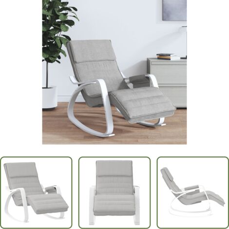 vidaXL Silla de relax -  Silla mecedora de tela gris claro