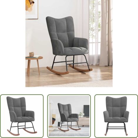 vidaXL Silla de relax -  Silla mecedora de terciopelo gris oscuro