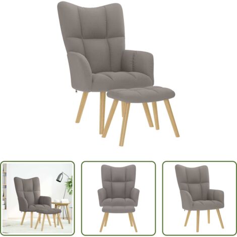 vidaXL Silla de relax -  Sillón de relax con taburete de tela gris taupé