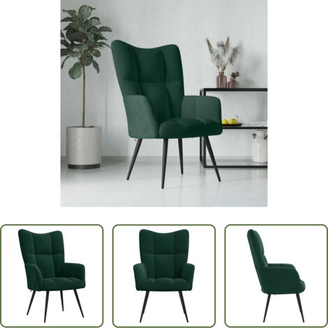 vidaXL Silla de relax -  Sillón de relax de terciopelo verde oscuro