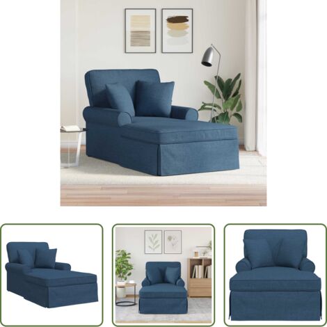 vidaXL Silla de salón -  Chaise Lounge con Falda con cojín con almohada 3 pcs Azul tela
