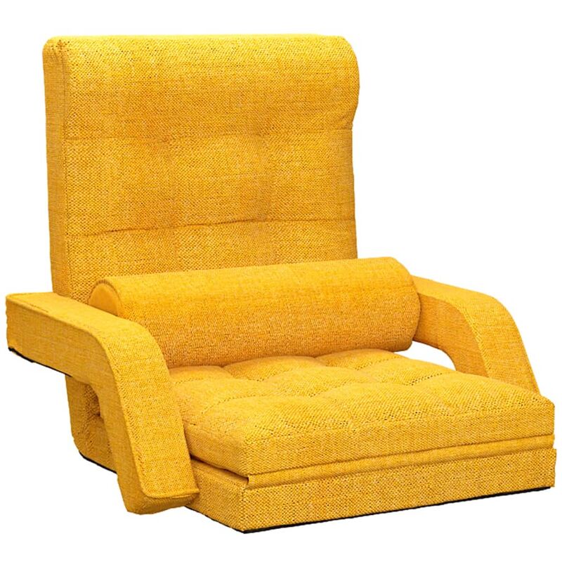 

Silla de suelo plegable con función de cama de tela amarillo mostaza - Amarillo - Vidaxl