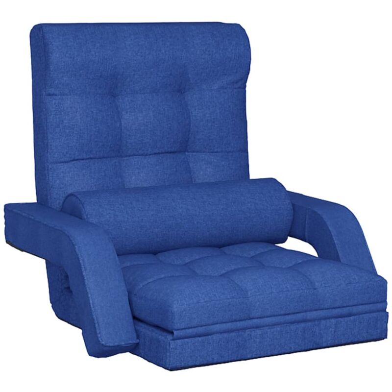 

vidaXL Silla de suelo plegable con función de cama de tela azul - Azul