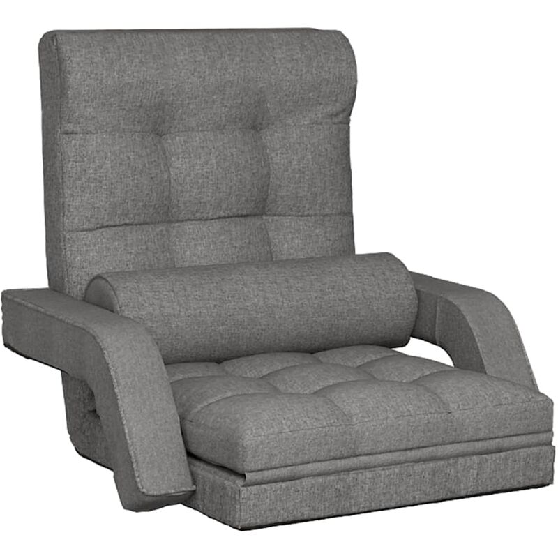 

vidaXL Silla de suelo plegable con función de cama de tela gris claro - Gris
