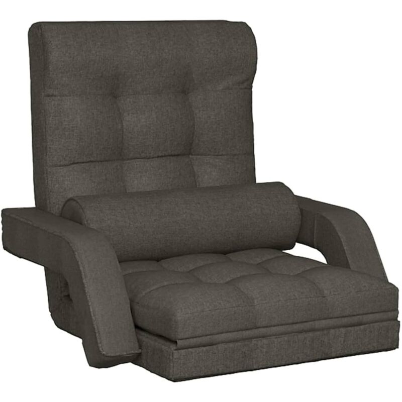 

vidaXL Silla de suelo plegable con función de cama de tela gris oscuro - Gris