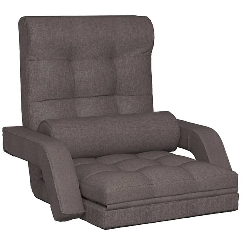 

vidaXL Silla de suelo plegable con función de cama de tela gris taupe - Gris Topo