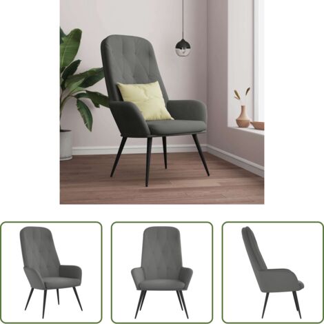 vidaXL Silla de trabajo -  Sillón de relax de terciopelo gris oscuro