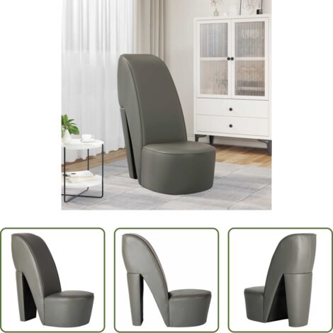 vidaXL Silla decorativa -  Butaca con forma de zapato de tacón cuero sintético gris