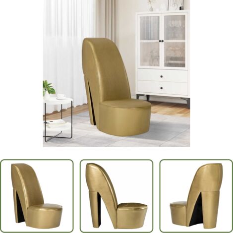 vidaXL Silla decorativa -  Sillón con forma de zapato de tacón cuero sintético dorado