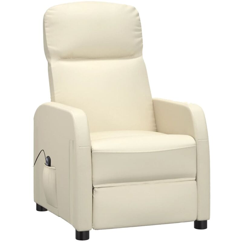 

Sillón eléctrico reclinable de cuero sintético blanco crema - Blanco - Vidaxl