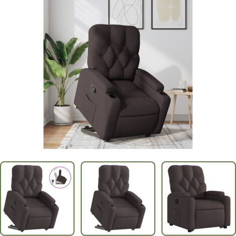 vidaXL Silla eléctrica -  Sillón reclinable elevable tela marrón oscuro