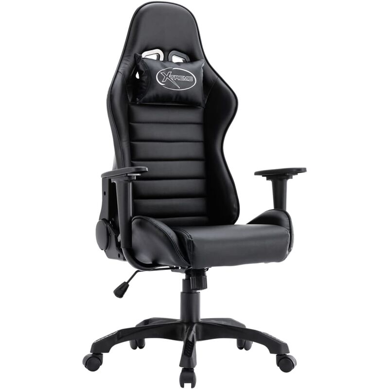 

vidaXL Silla gaming de cuero sintético negro - Negro