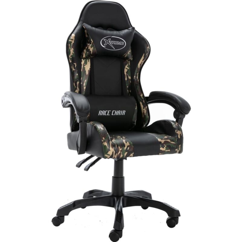 

vidaXL Silla gaming de cuero sintético negro y camuflaje - Negro