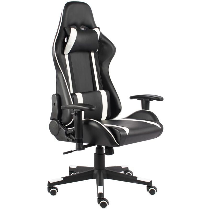 

vidaXL Silla gaming giratoria PVC blanco - Blanco