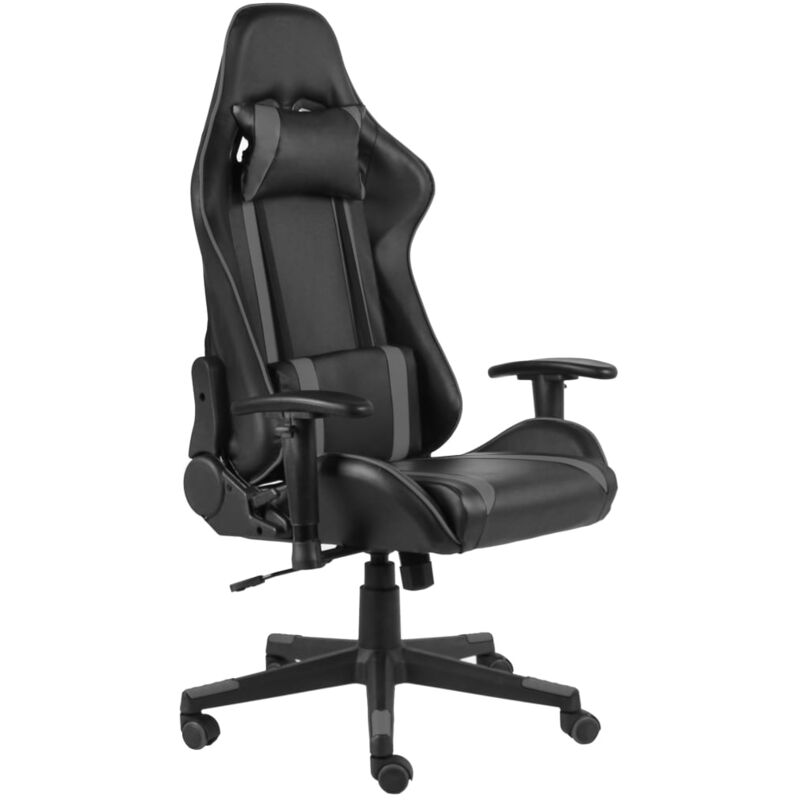 

vidaXL Silla gaming giratoria PVC gris - Gris